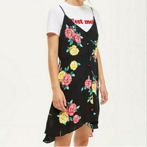 Topshop Tall Rose Button Front Dress